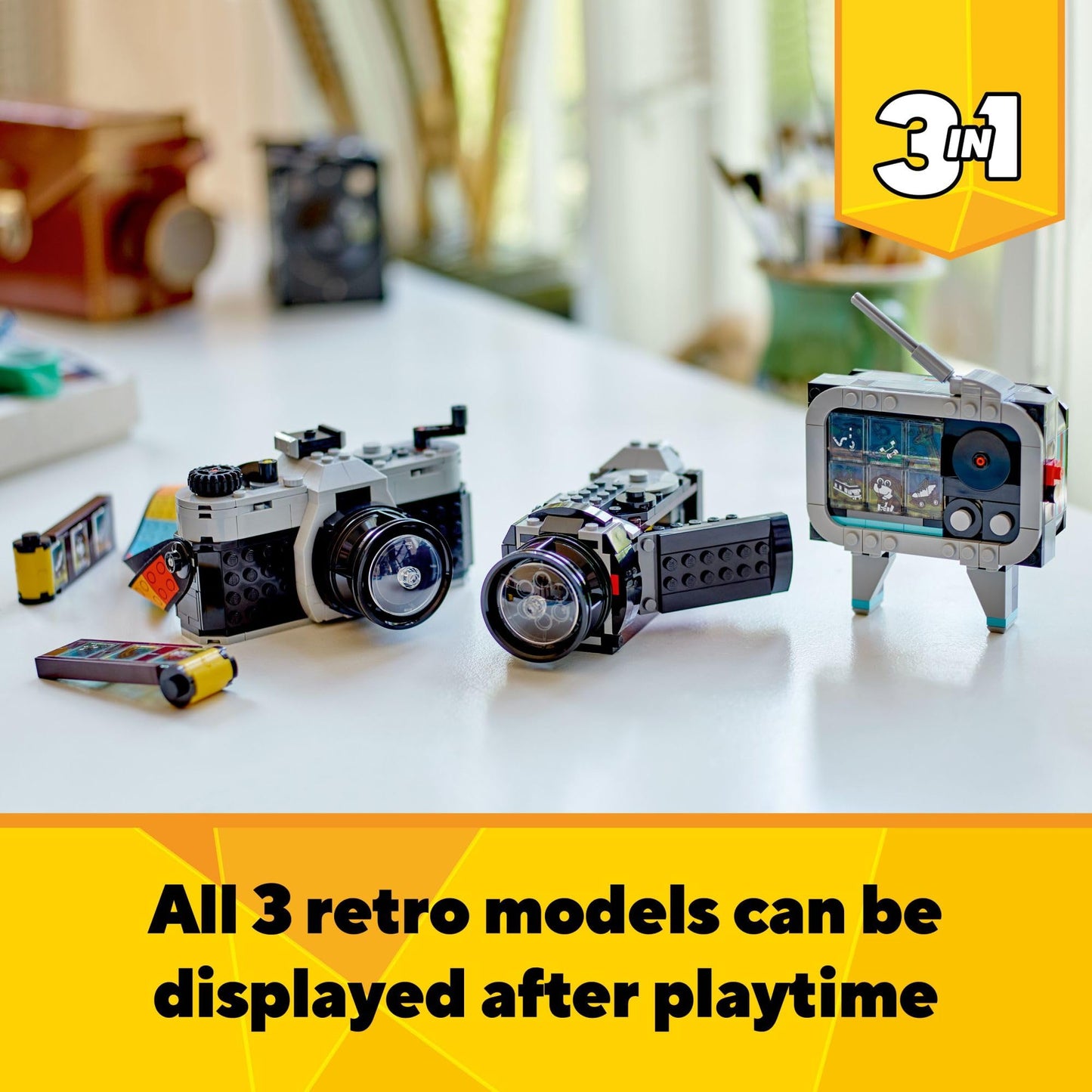 LEGO Creator 3-in-1 Camera Toy 31147 – Build 3 Retro Models: Camera, Video Camera & TV