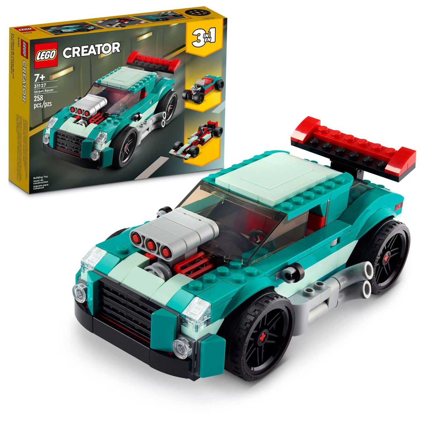 LEGO Creator 3-in-1 Street Racer Car (31127) – 3 Build Modes for 7+