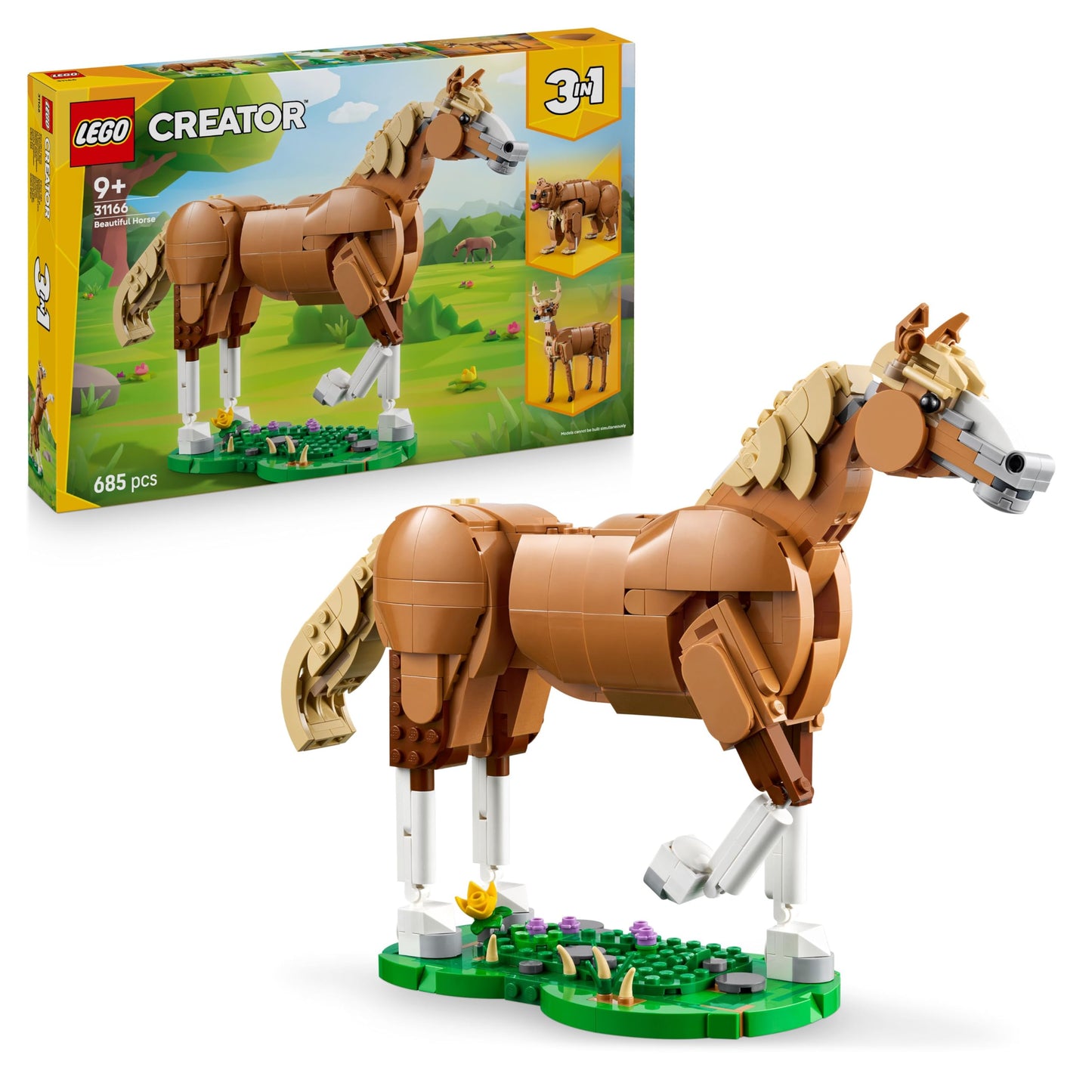 LEGO Creator 31166 Enjoyable Horse – 3-in-1 Build Set for Kids Aged 9+