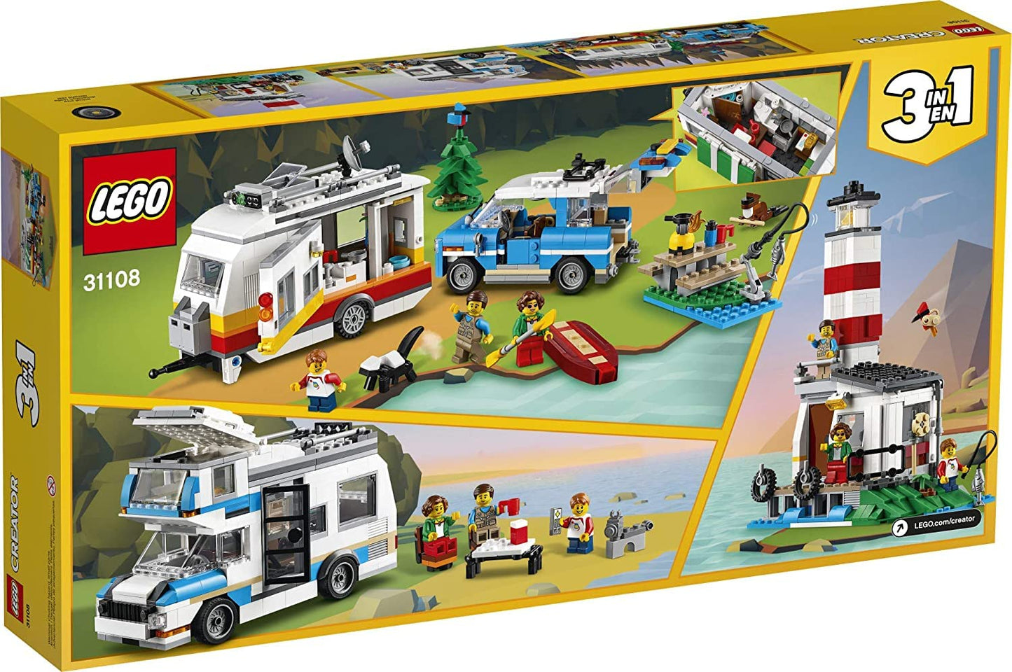 LEGO Creator 3in1 Caravan Family Holiday 31108 – 3-in-1 Camping Adventure Toy (766 Pieces)