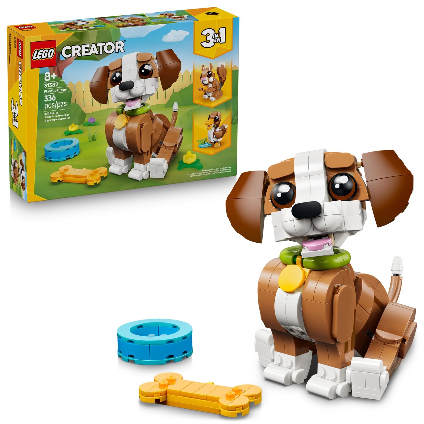 LEGO Creator 3-in-1 Cute Animals: Playful Puppy Dog (31382) – 3-in-1 Building Toy for Kids 8+