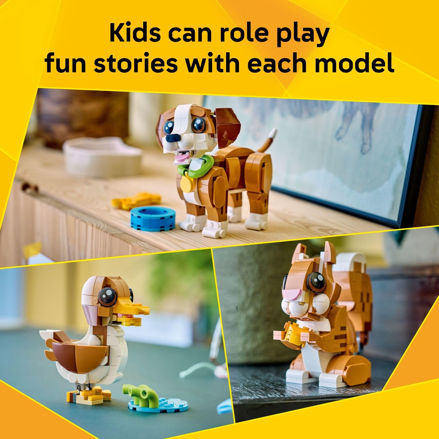 LEGO Creator 3-in-1 Cute Animals: Playful Puppy Dog (31382) – 3-in-1 Building Toy for Kids 8+