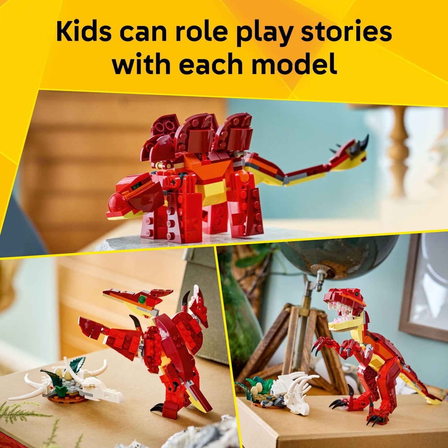 LEGO Creator 3-in-1 Fierce Dinosaur (31379) – 3 Dinos, 283 Pieces, Ages 8+