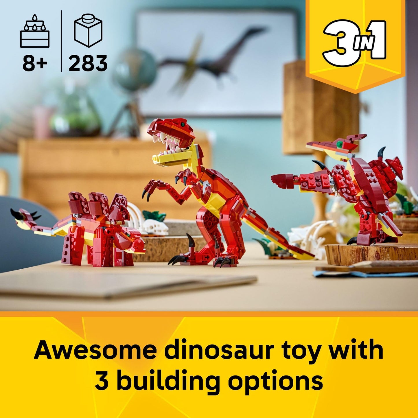 LEGO Creator 3-in-1 Fierce Dinosaur (31379) – 3 Dinos, 283 Pieces, Ages 8+