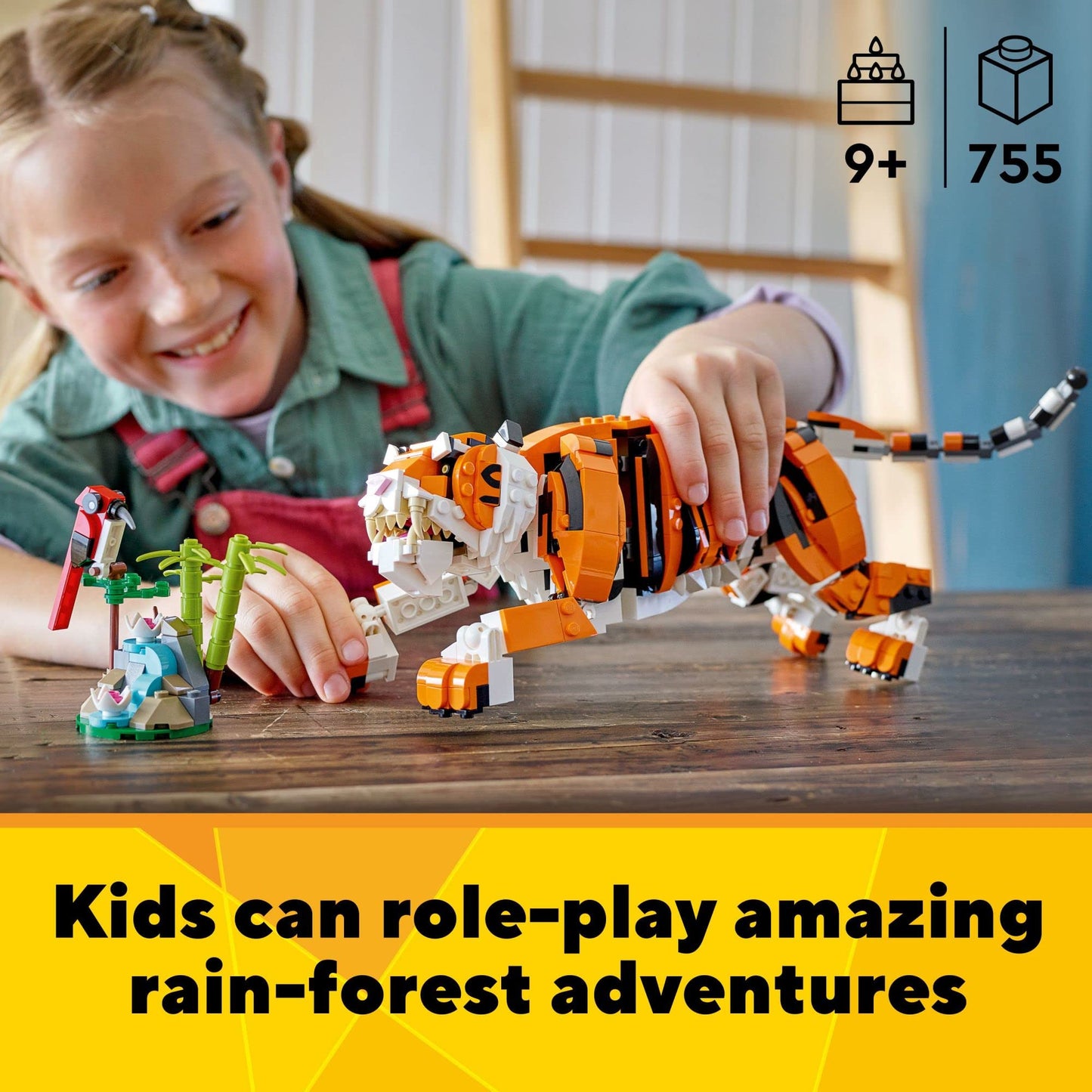 LEGO Creator 3 in 1 Majestic Tiger (31129) – 3-in-1 Animal Building Set for Kids 9 and Up