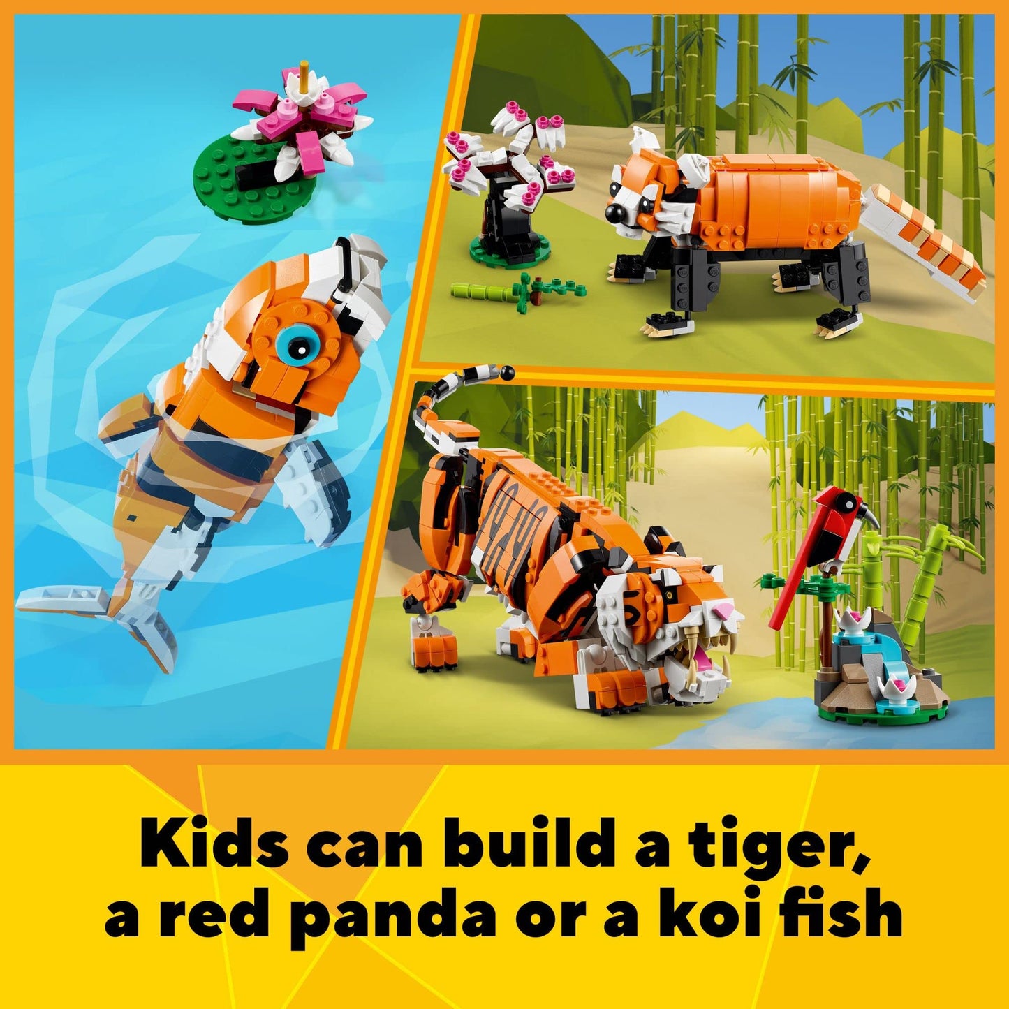 LEGO Creator 3 in 1 Majestic Tiger (31129) – 3-in-1 Animal Building Set for Kids 9 and Up