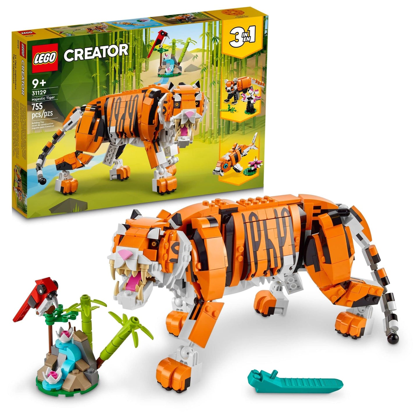 LEGO Creator 3 in 1 Majestic Tiger (31129) – 3-in-1 Animal Building Set for Kids 9 and Up