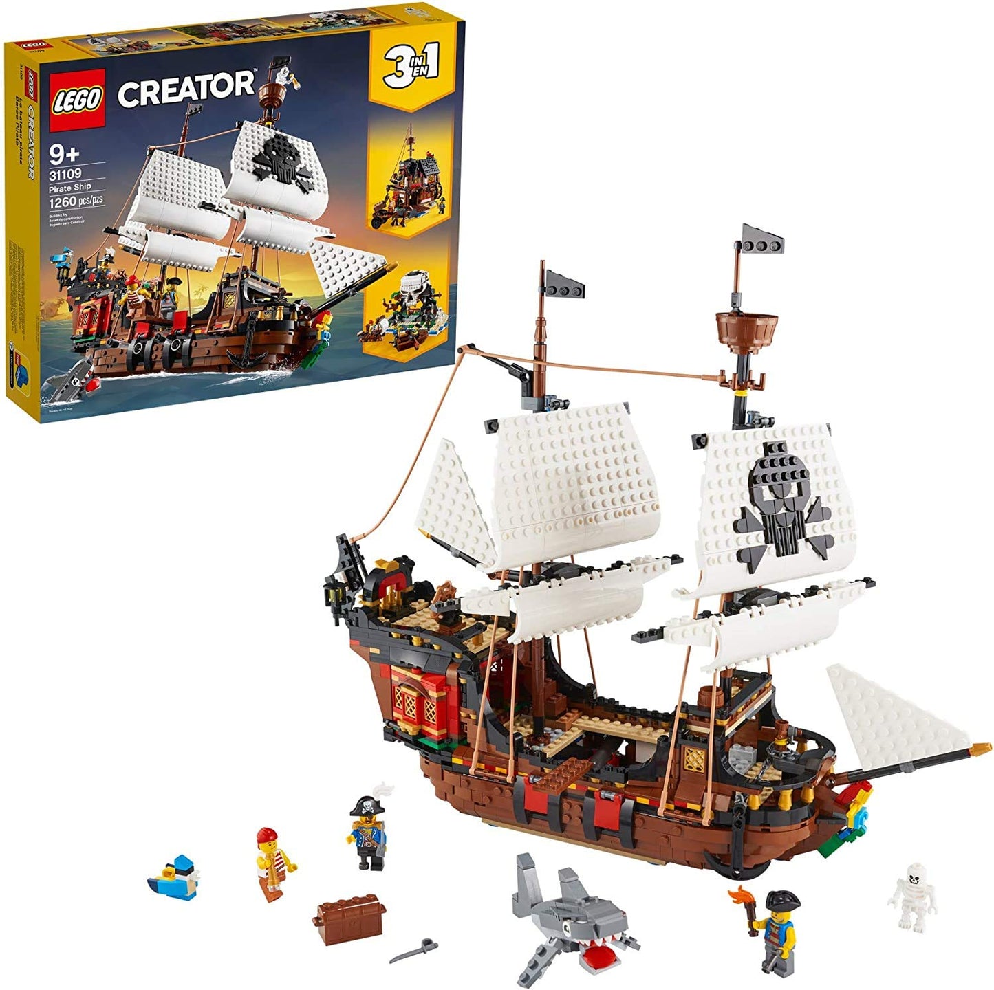 LEGO Creator 3in1 Pirate Ship (31109) – Build, Rebuild, and Explore Pirates' Inn or Skull Island