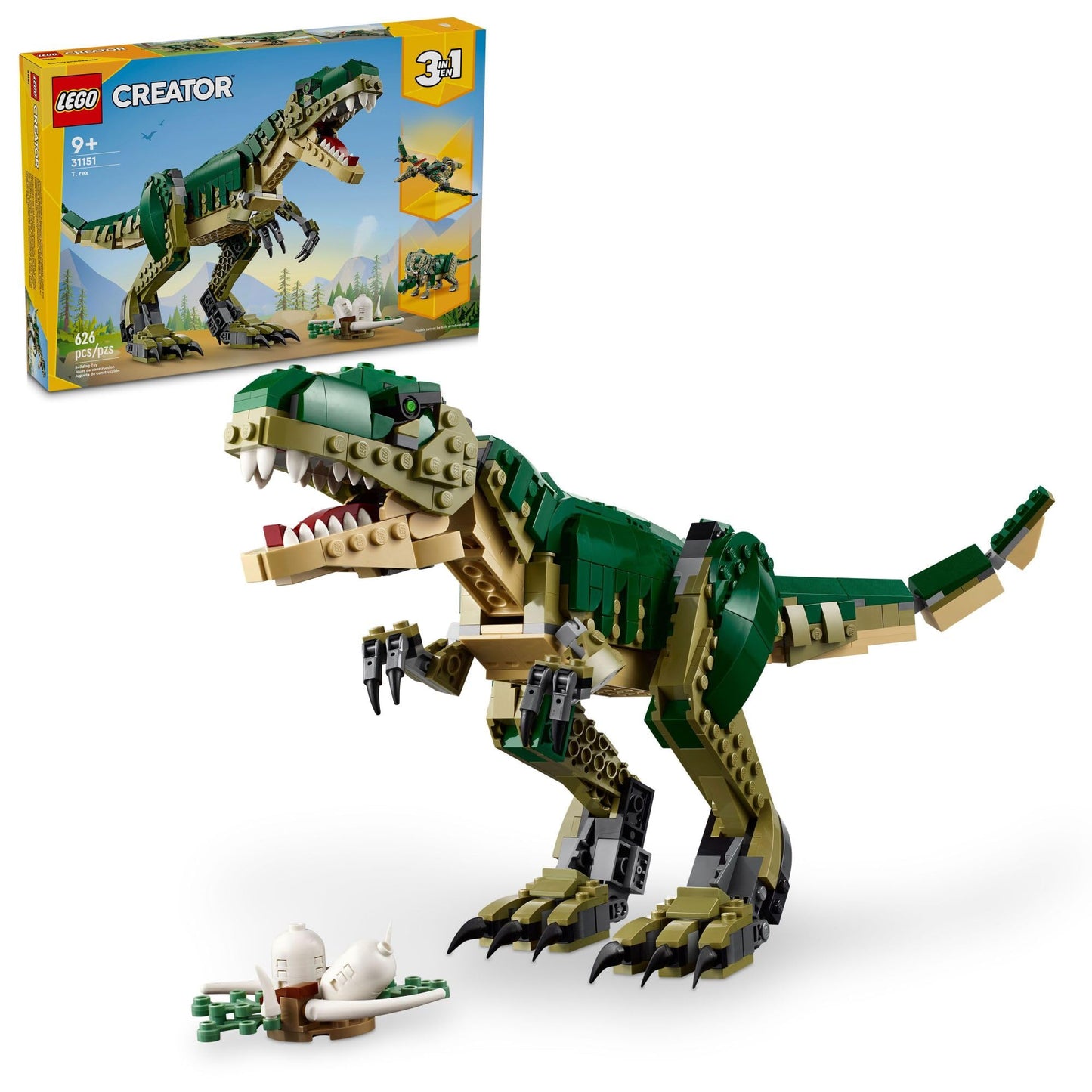LEGO Creator 3-in-1 T. Rex Toy 31151 – 3 Builds for Kids 9+