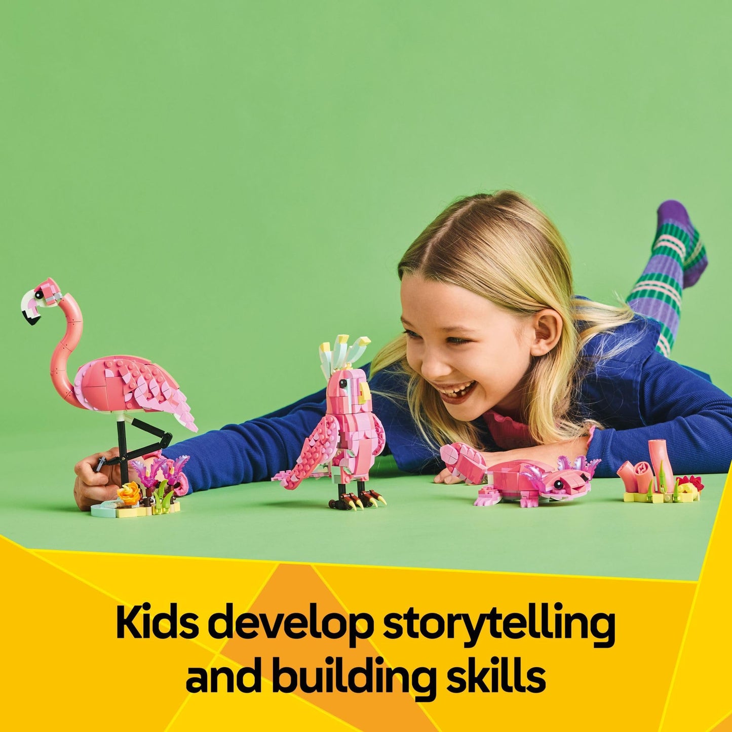 LEGO Creator 3 in 1 Wild Animals: Pink Flamingo, Cockatoo, or Axolotl | 288-Piece Building Toy for Kids 8+