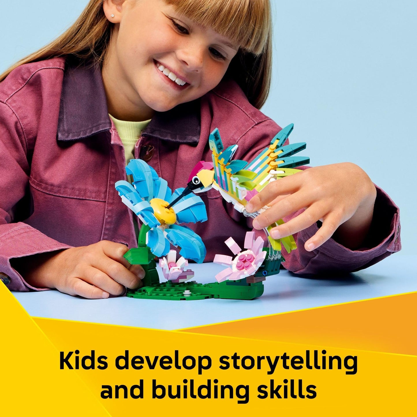 LEGO Creator 3-in-1 Wild Animals: Colorful Hummingbird (31384) – Build a Hummingbird, Butterfly, or Tropical Fish