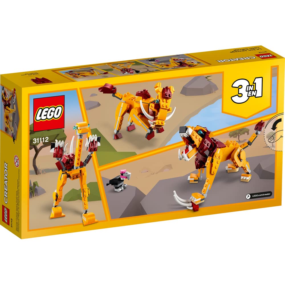 LEGO Creator 3in1 Wild Lion 31112 – 3-in-1 Animal Building Kit for Kids (224 Pieces)
