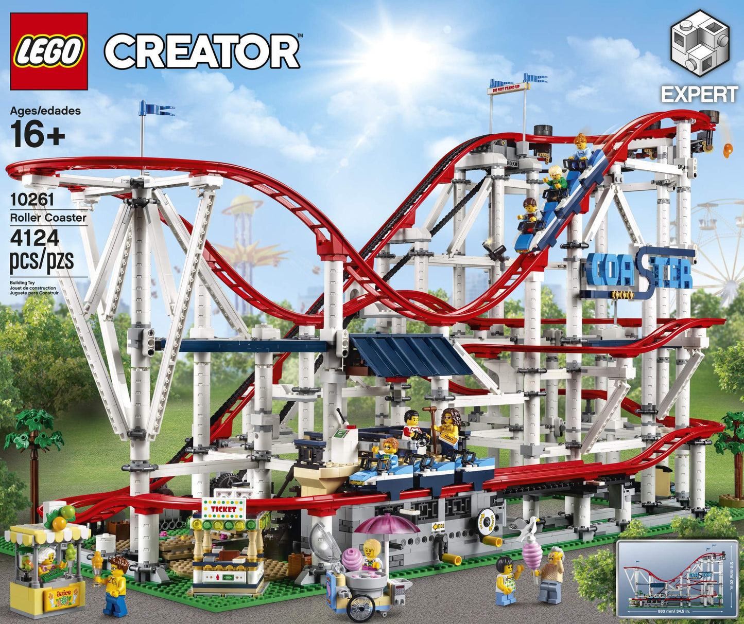 LEGO Creator Expert Roller Coaster 10261 Building Kit (4124 Pieces) – Fully Functional Fairground Model