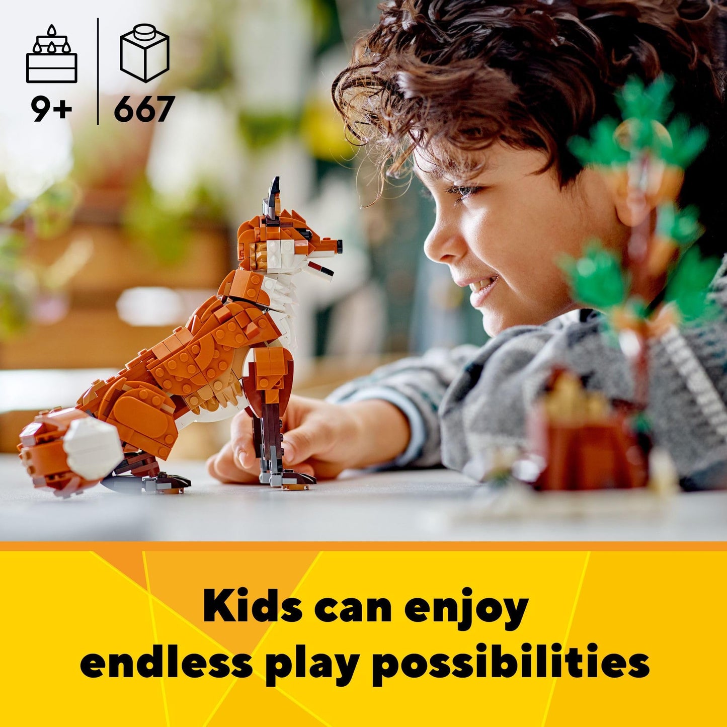 LEGO Creator 3in1 Forest Animals: Red Fox, Owl & Squirrel – 667-Piece Building Set (31154) for Kids 9+