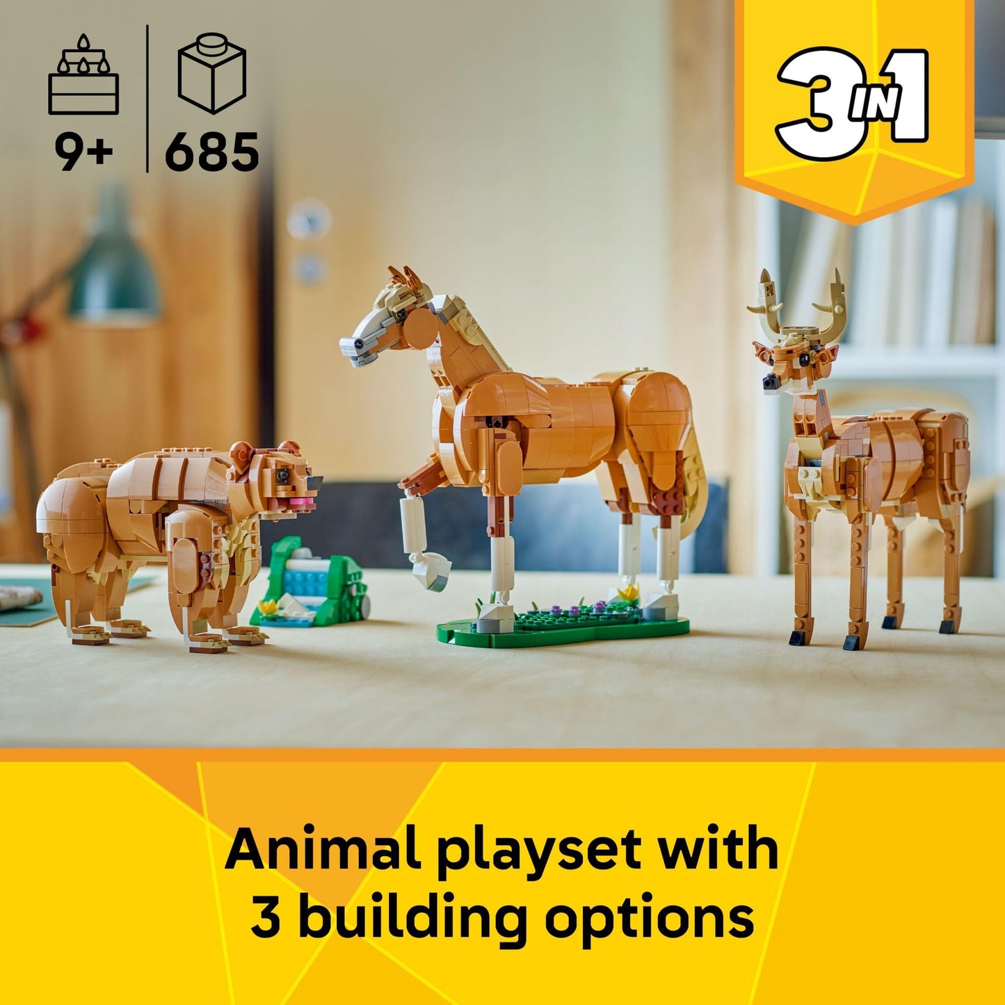 LEGO Creator 3-in-1 Beautiful Horse (31166) – 3 Animals in 1 Building Toy for Kids 9+