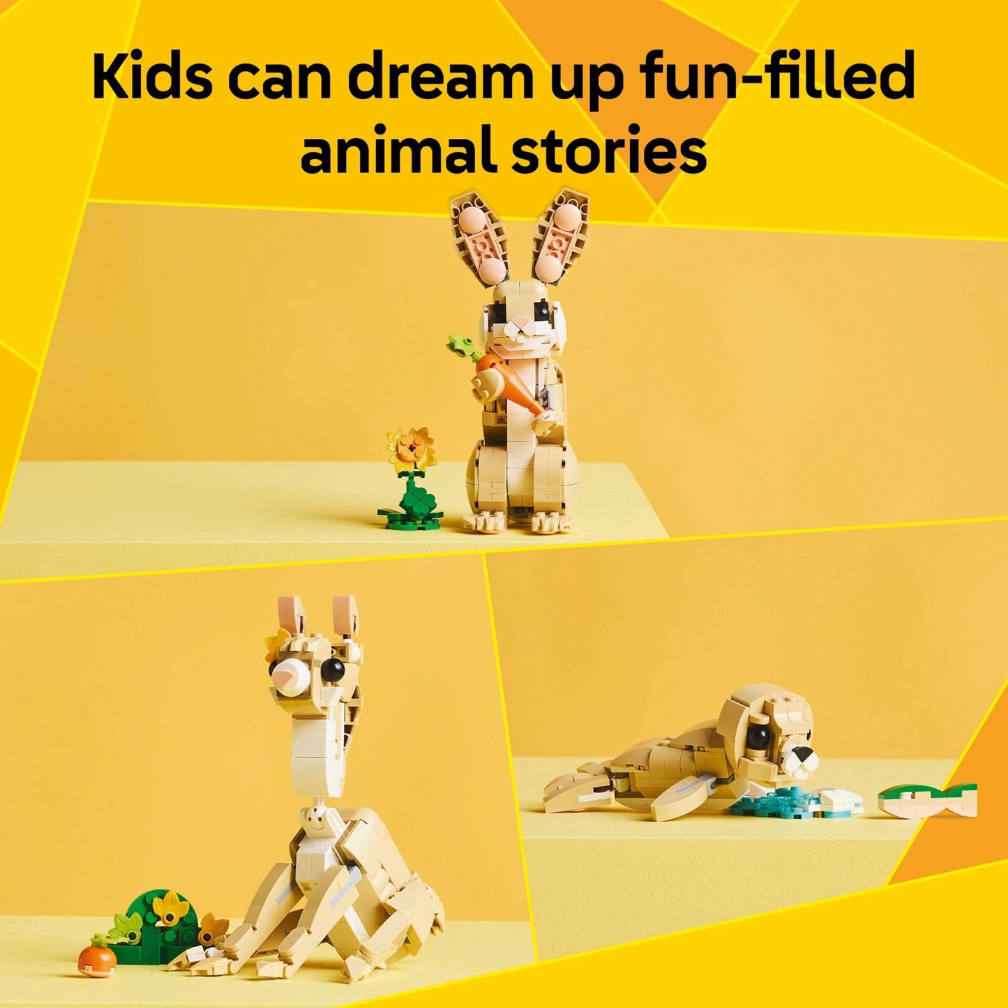 LEGO Creator 3-in-1 Cute Bunny Toy (31162) – 3 Buildable Animal Figures for Kids 8+