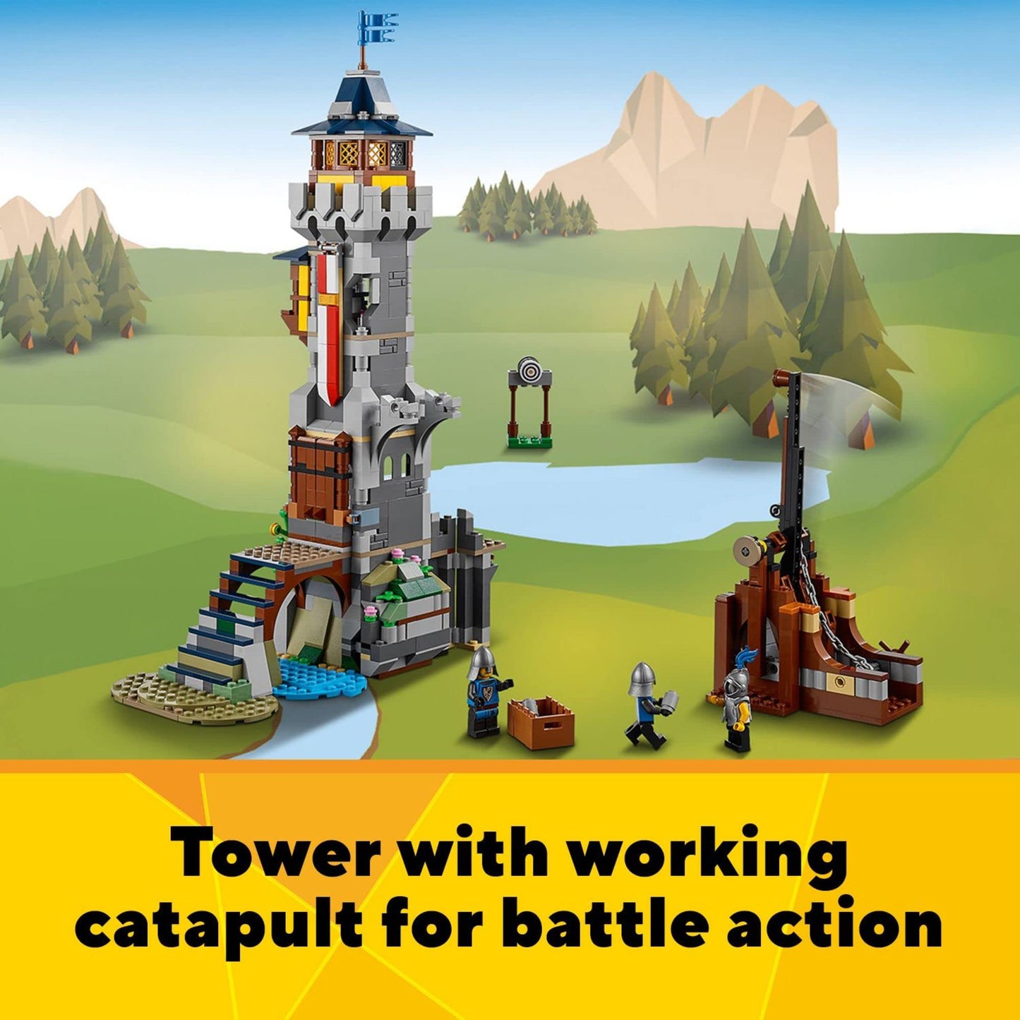 LEGO Creator 3in1 Medieval Castle 31120 – 3-in-1 Build, Dragon & Catapult, 1,426 Pieces