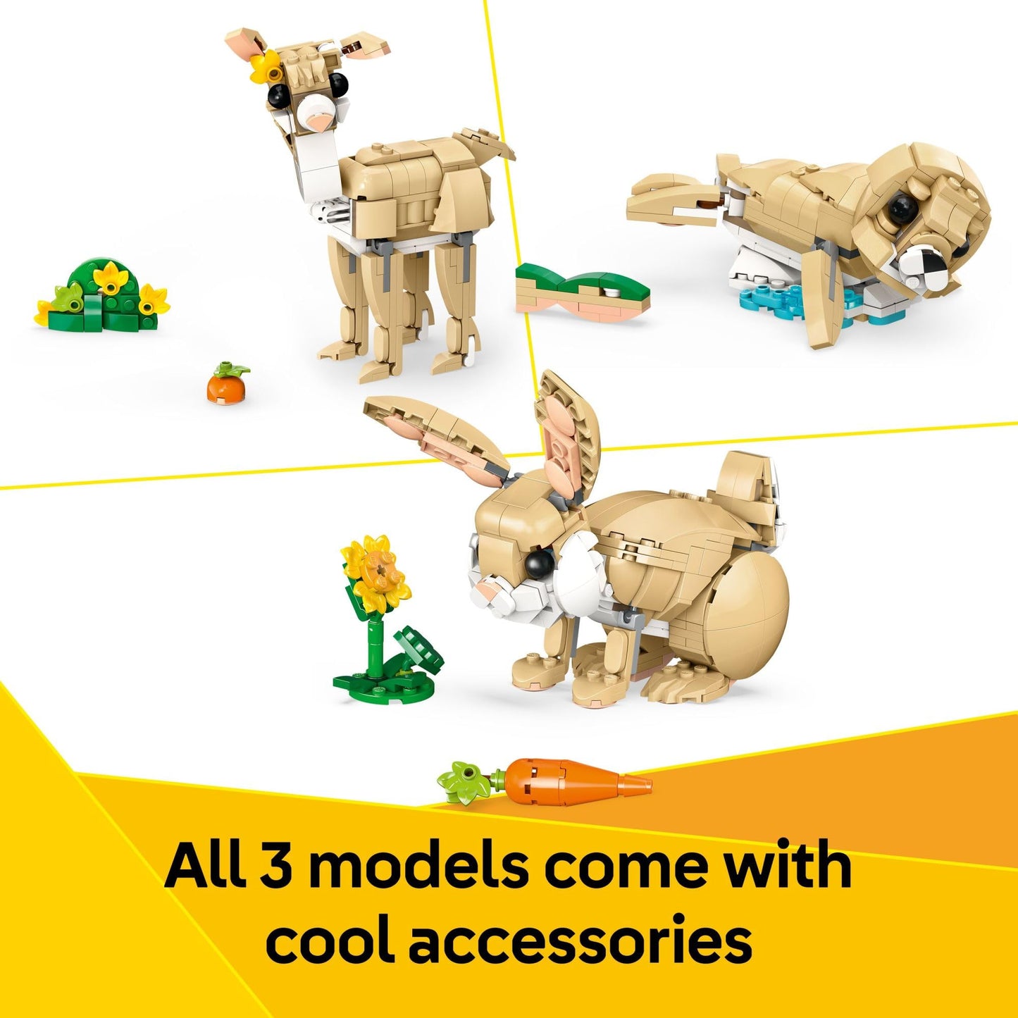 LEGO Creator 3-in-1 Cute Bunny Toy (31162) – 3 Buildable Animal Figures for Kids 8+