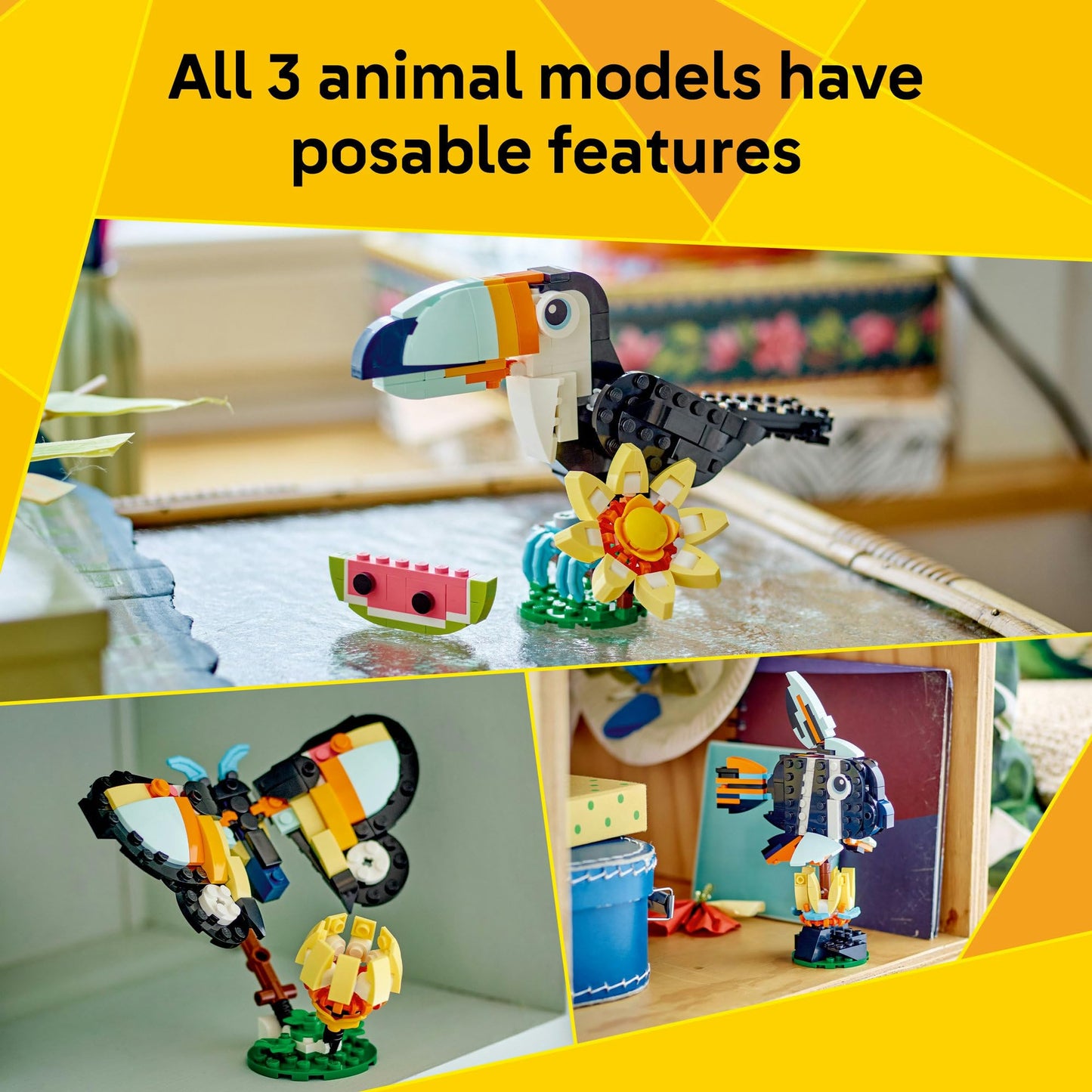 LEGO Creator 3-in-1 Wild Animals 31173 Tropical Toucan – Creative Building Toy for Kids 7+