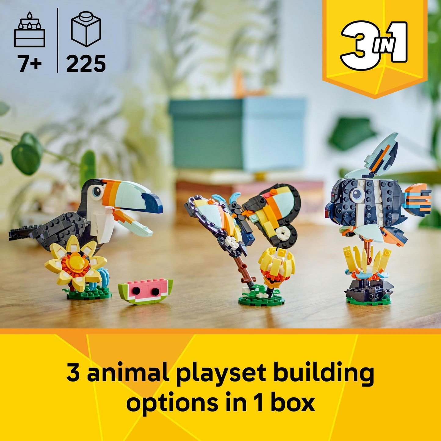 LEGO Creator 3-in-1 Wild Animals 31173 Tropical Toucan – Creative Building Toy for Kids 7+