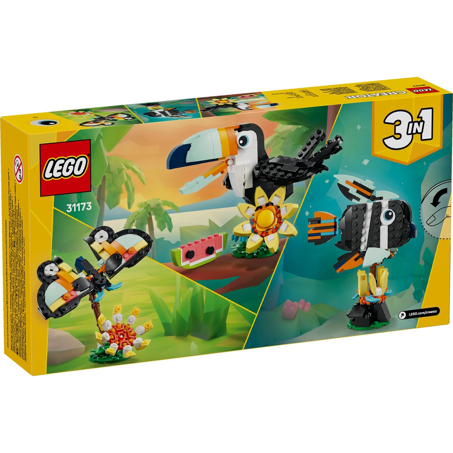 LEGO Creator 3-in-1 Wild Animals 31173 Tropical Toucan – Creative Building Toy for Kids 7+