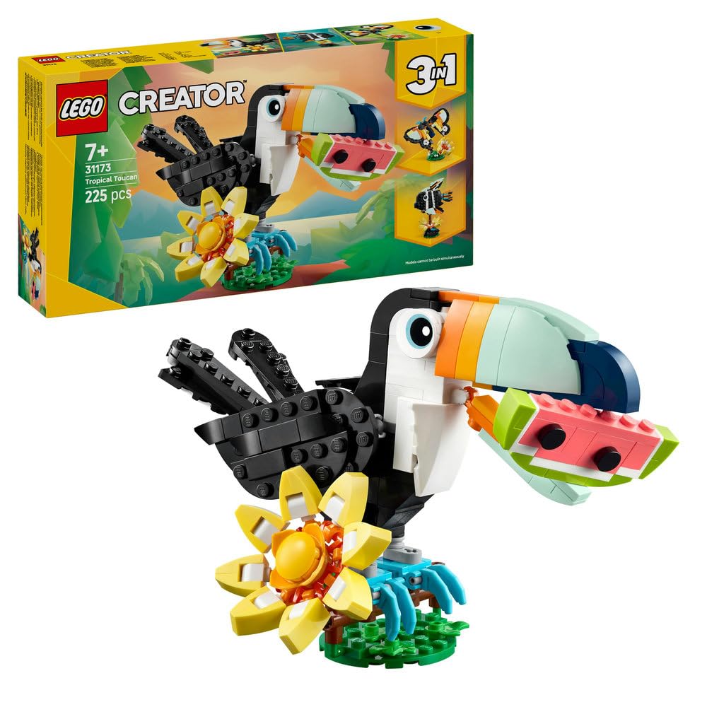 LEGO Creator 3-in-1 Wild Animals 31173 Tropical Toucan – Creative Building Toy for Kids 7+