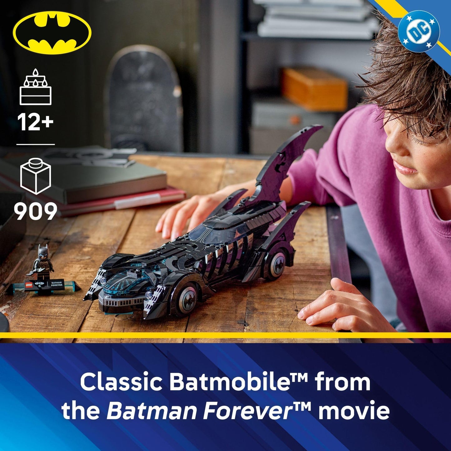 LEGO DC Batman Forever Batmobile 76304 – 909-Piece Building Toy with Minifigure