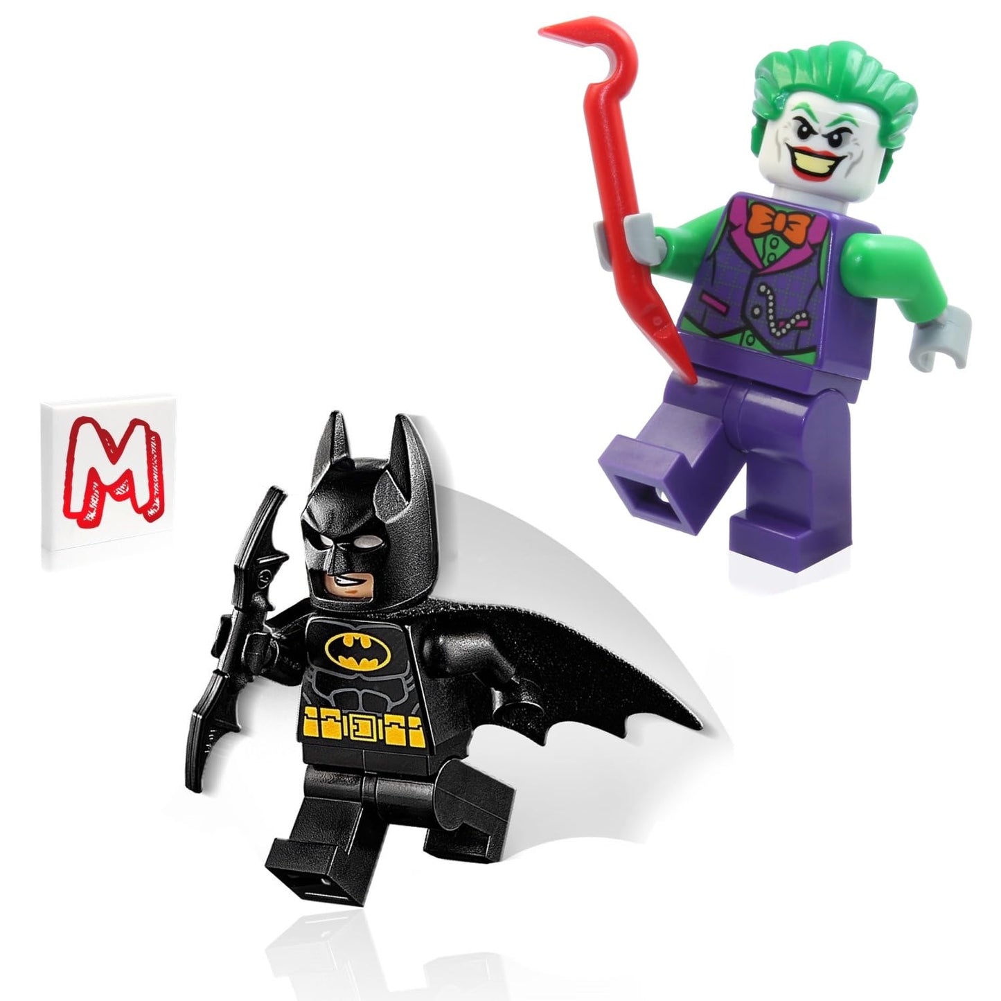 LEGO DC Batman Minifigure Combo — Batman with Batcape & Batarang, Joker with Orange Bow Tie