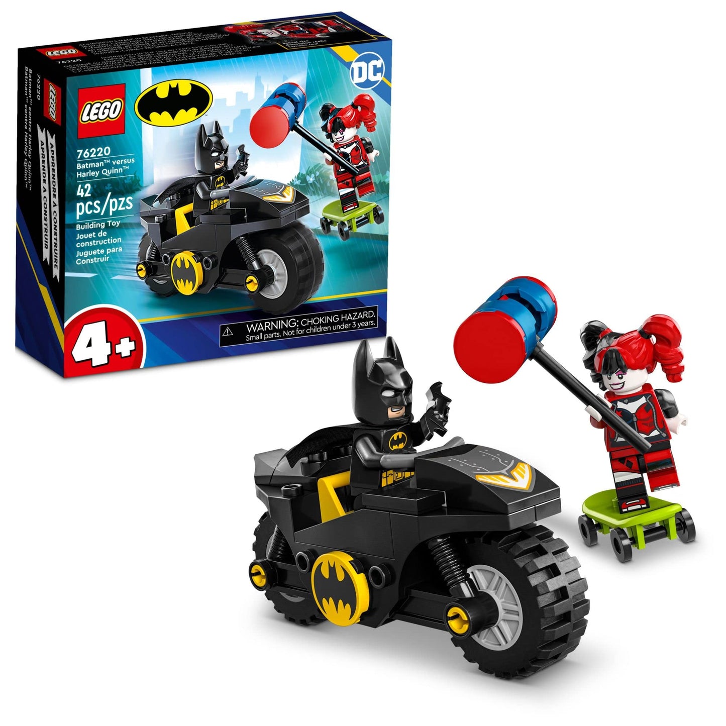 LEGO DC Batman Versus Harley Quinn 76220 – 4+ Action Figure Set with Batcycle and Skateboard
