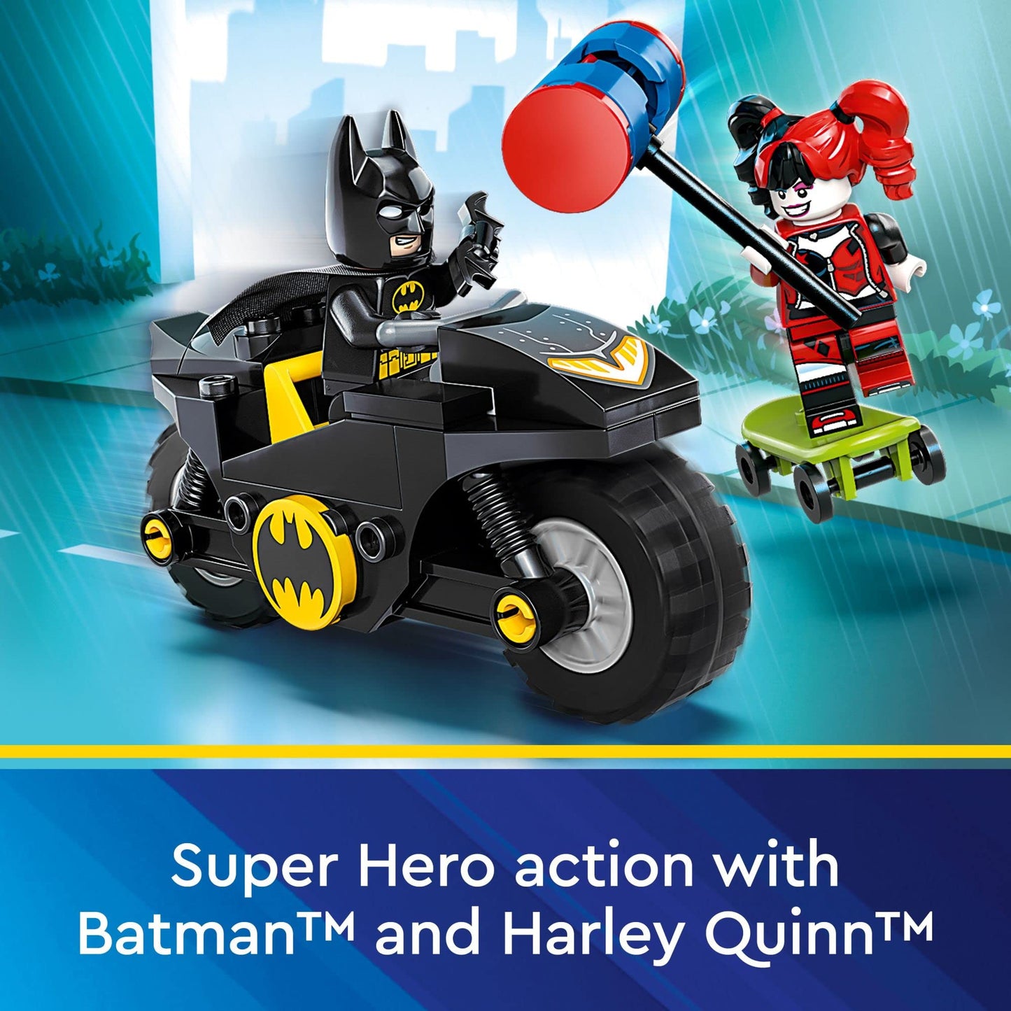 LEGO DC Batman Versus Harley Quinn 76220 – 4+ Action Figure Set with Batcycle and Skateboard