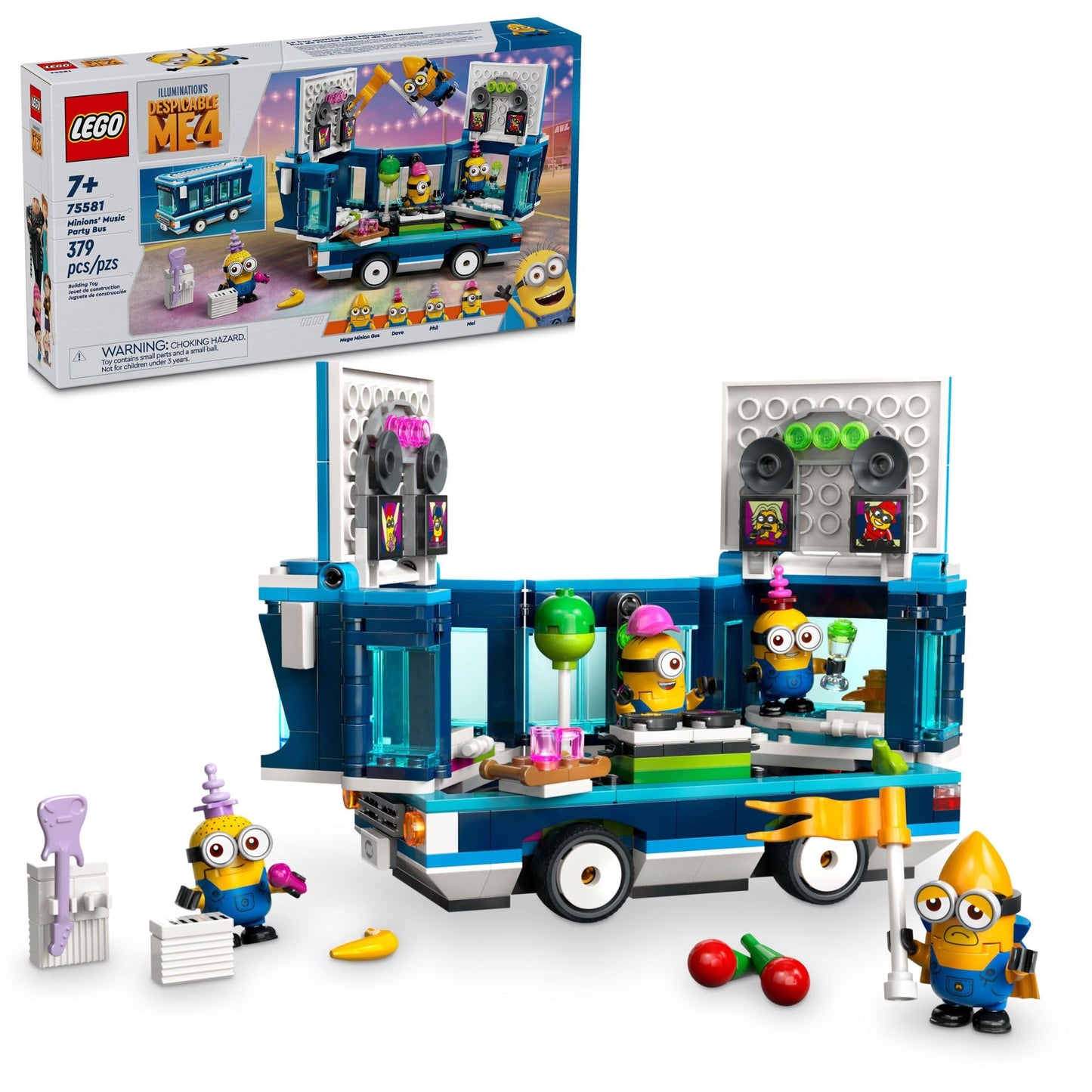 LEGO Despicable Me 4 Minions’ Music Party Bus 75581 – Creative 379-Piece Toy for Kids Aged 7+