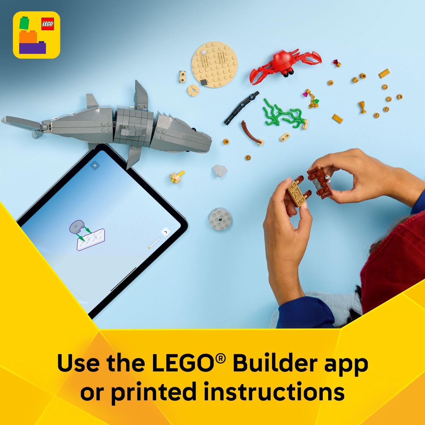 LEGO Creator 3-in-1 Fierce Shark with Treasure Chest (31381) – Build 3 Sea Creatures | Ages 8+