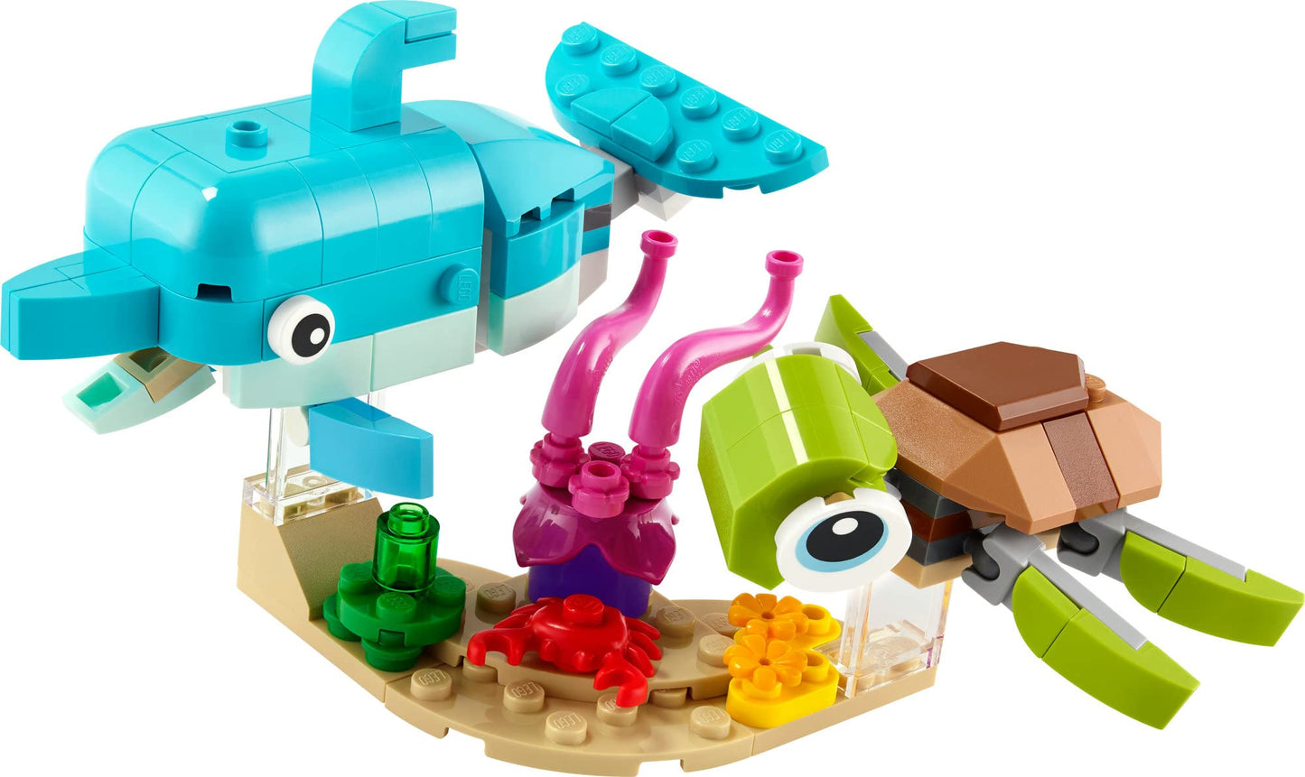 LEGO Creator 3in1 Dolphin and Turtle Toys (31128) – 3 Builds, Display Stand, 137 Pieces