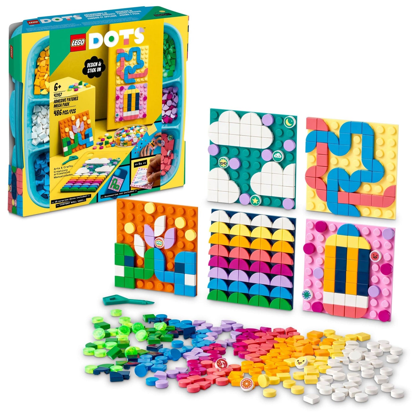 LEGO DOTS Adhesive Patches Mega Pack 41957 – 5-in-1 Mosaic Kit for Notebooks & More