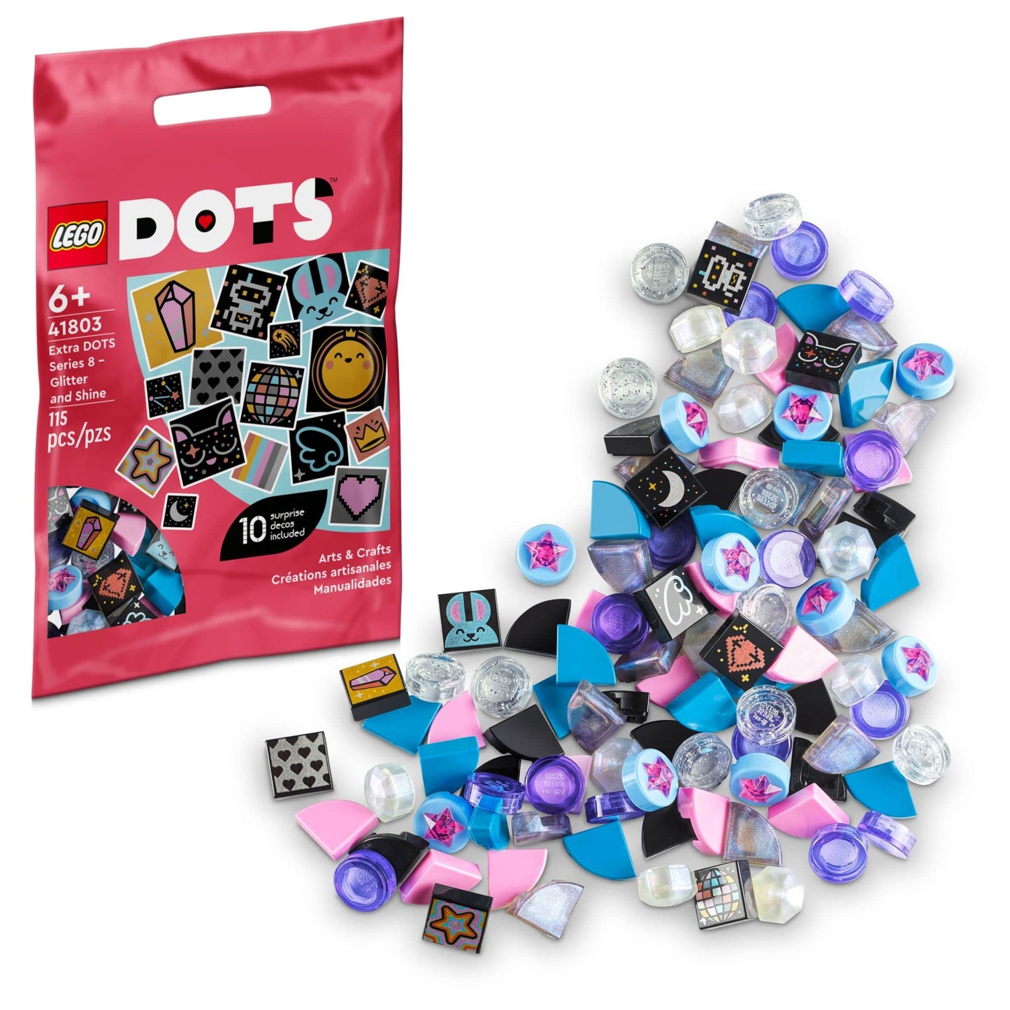 LEGO DOTS Extra DOTS Series 8 Glitter and Shine 41803 – 115 Tiles for Bracelets, Boards & Decor