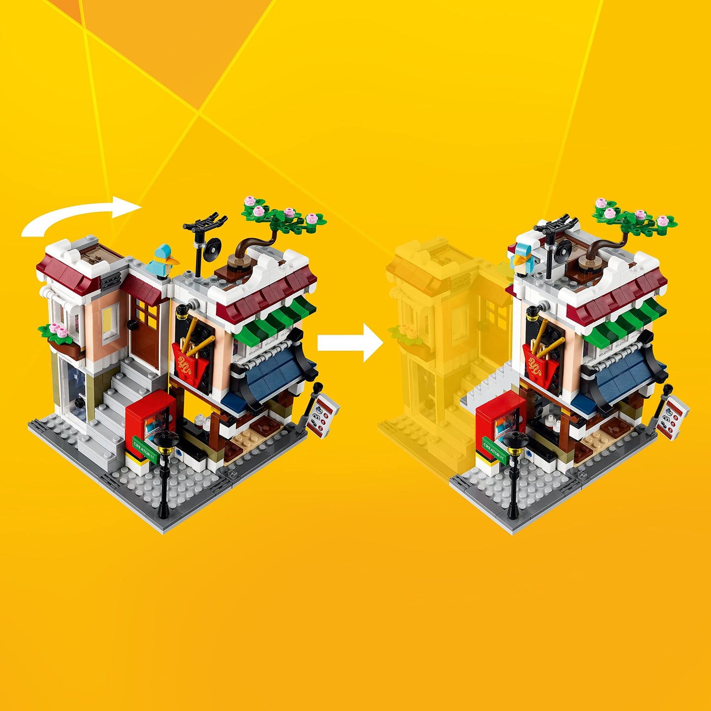 LEGO Creator 3-in-1 Downtown Noodle Shop House (31131) | 569-Piece City Building Set