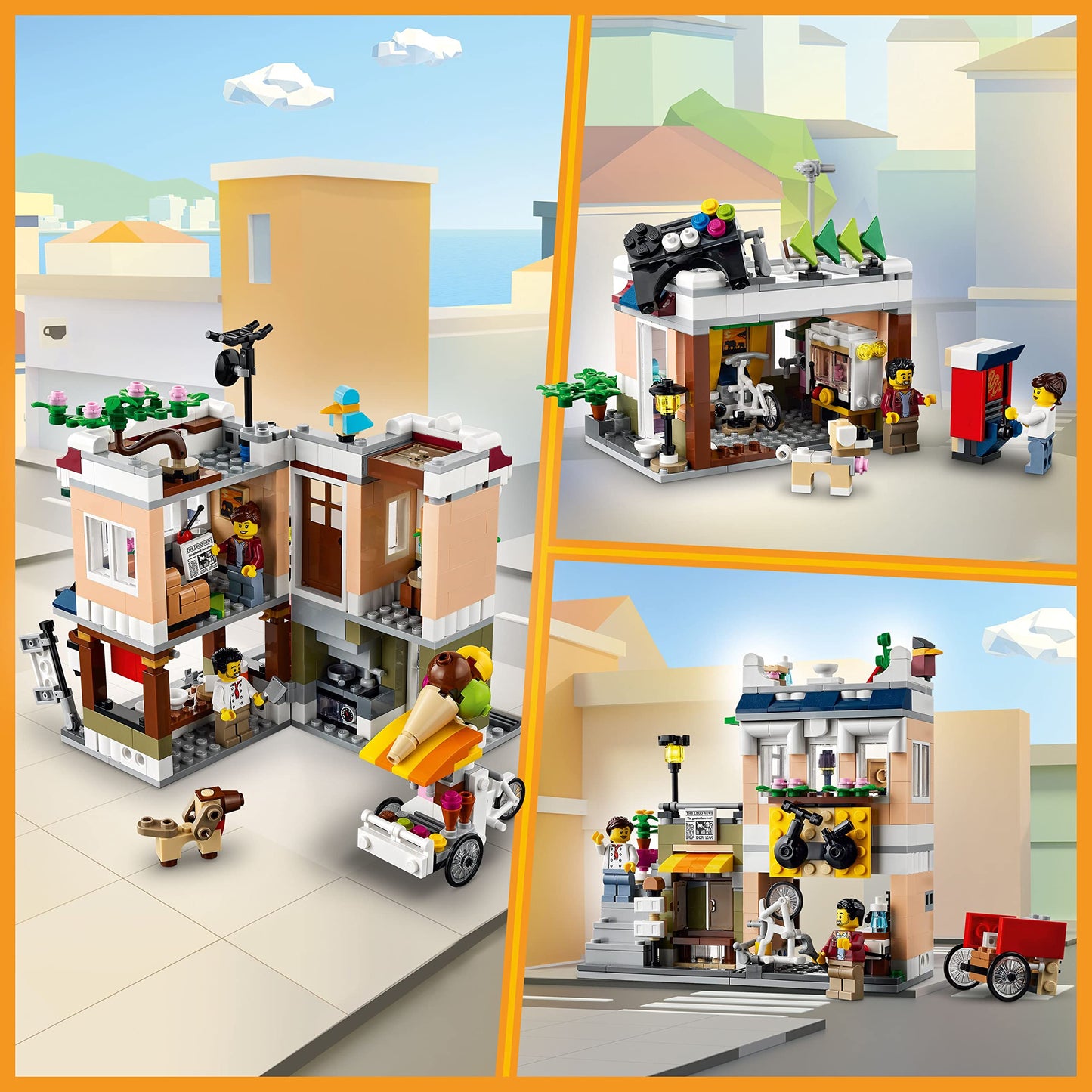LEGO Creator 3-in-1 Downtown Noodle Shop House (31131) | 569-Piece City Building Set