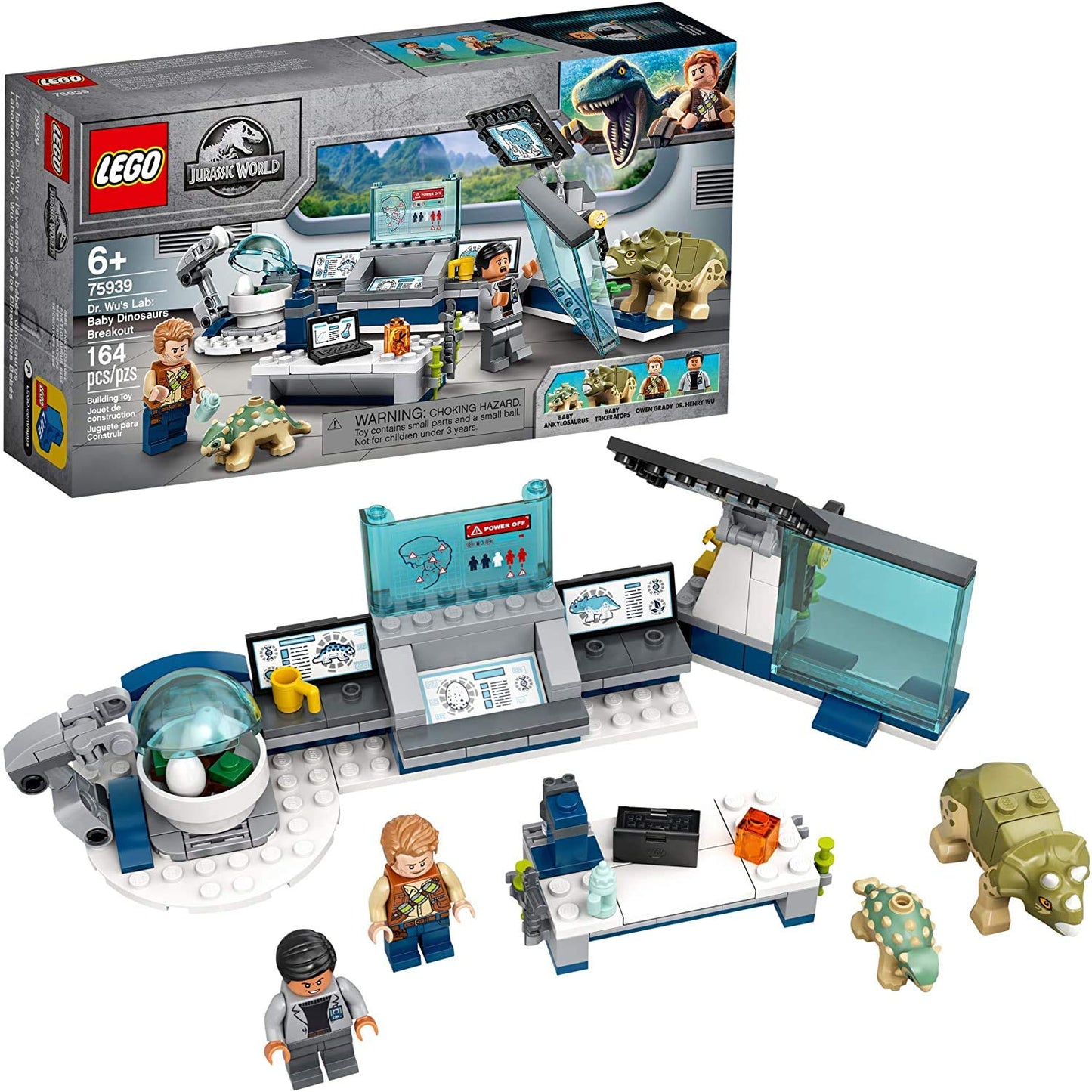 LEGO Jurassic World Dr. Wu's Lab: Baby Dinosaurs Breakout 75939 – 164-Piece Building Kit with Owen Grady