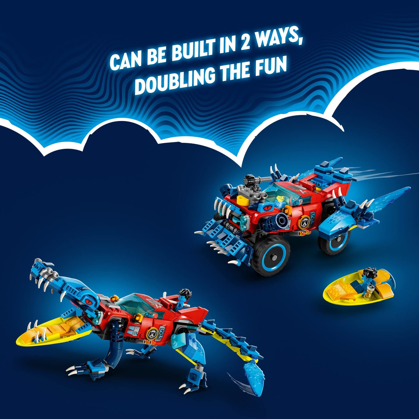 LEGO DREAMZzz Crocodile Car 71458 Building Toy Set – 2-in-1 Off-Roader & Mini-Boat (8+)