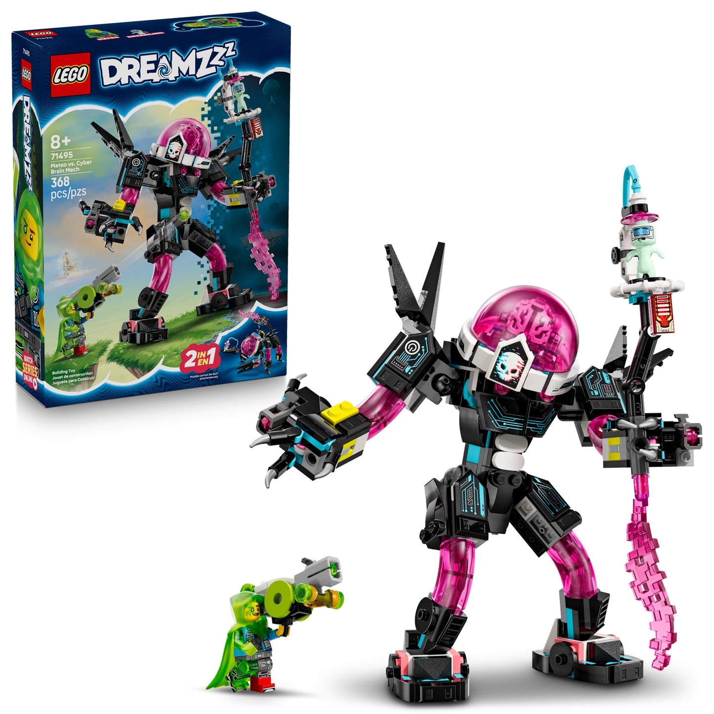 LEGO DREAMZzz Mateo vs. Cyber Brain Mech (71495) – 2-in-1 Build, 368 Pieces, Ages 8+