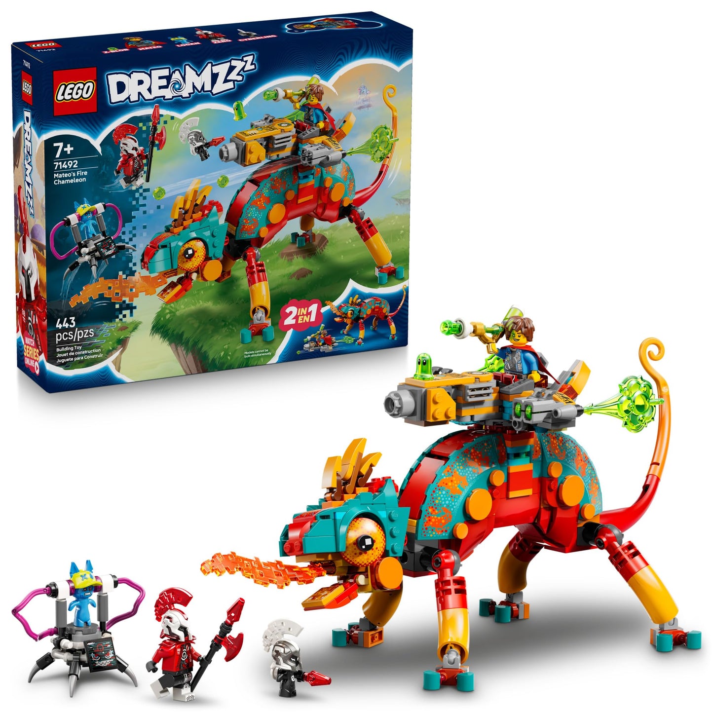 LEGO DREAMZzz Mateo’s Fire Chameleon (71492) – 2 Build Modes, 443 Pieces, Ages 7+