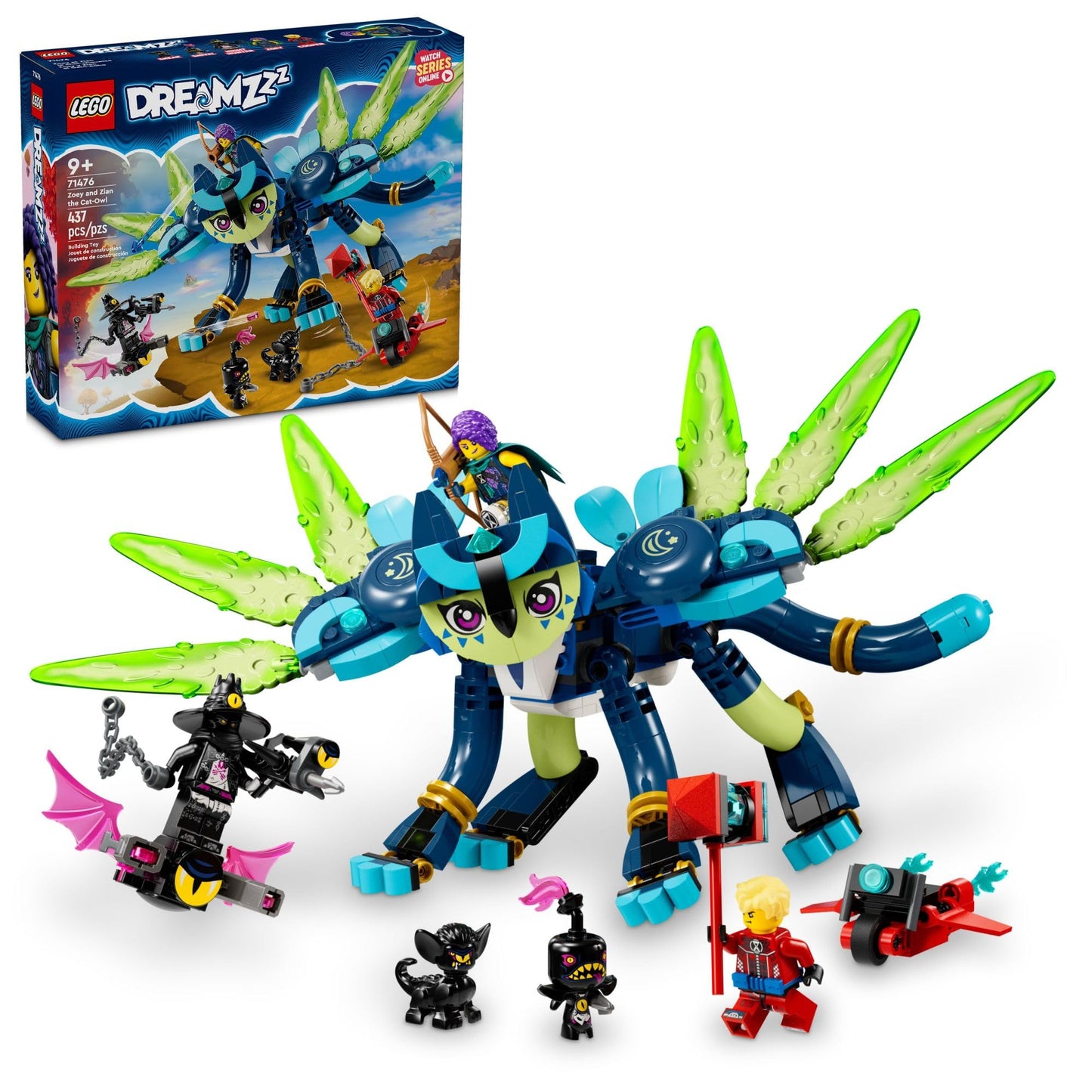LEGO DREAMZzz Zoey and Zian the Cat-Owl (71476) – TV Show Inspired Animal Toy Building Set for Ages 9+