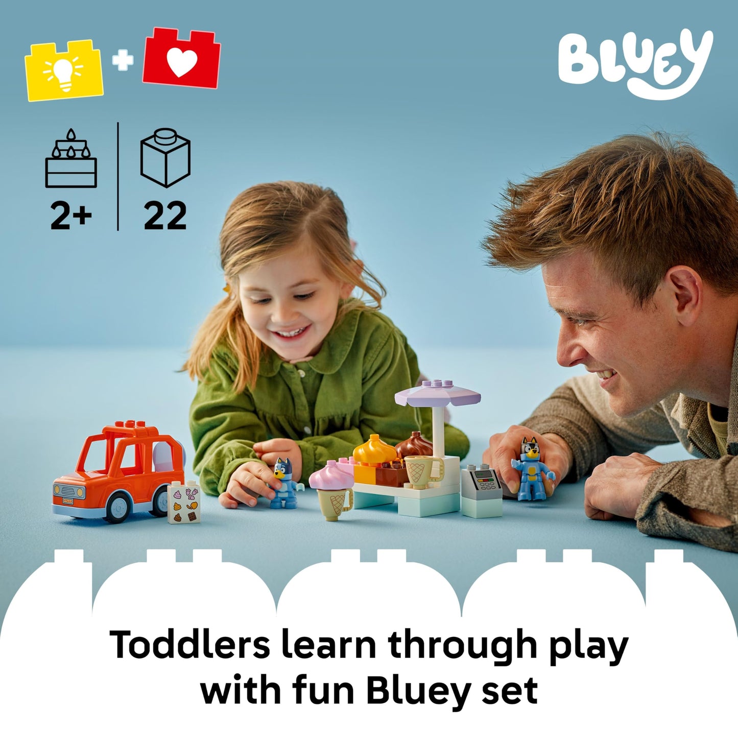 LEGO DUPLO Bluey Ice Cream Trip with Bluey – Toddler Toy Set 2+ (10458)
