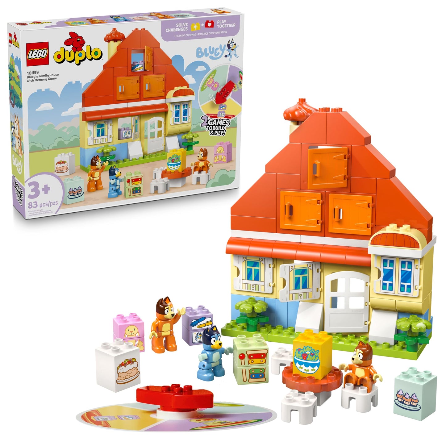 LEGO DUPLO Bluey: Family House with Memory Game 10459 – Toddler Playset