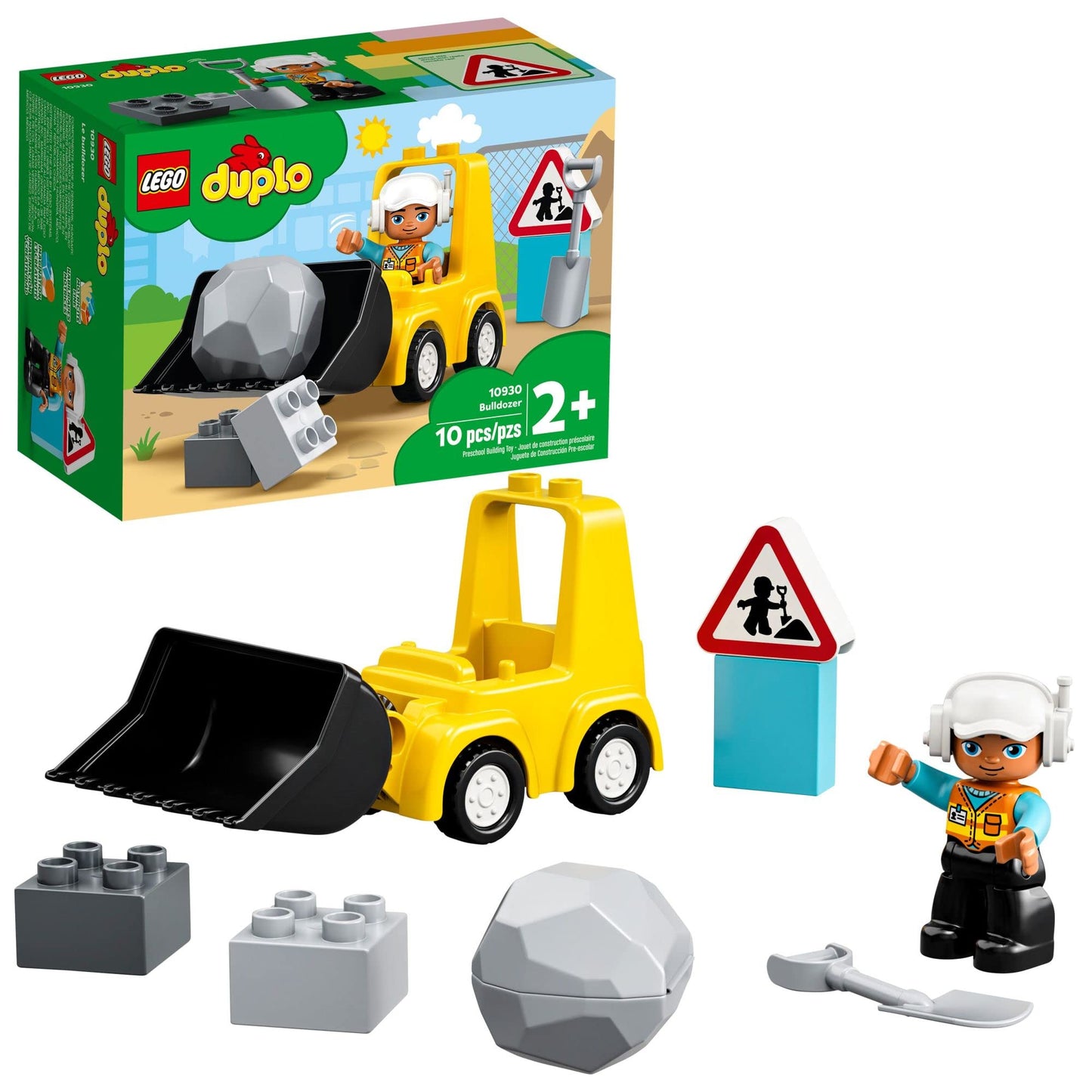LEGO DUPLO Town Bulldozer Construction Vehicle 10930 – Early Development Toy for Toddlers 2+