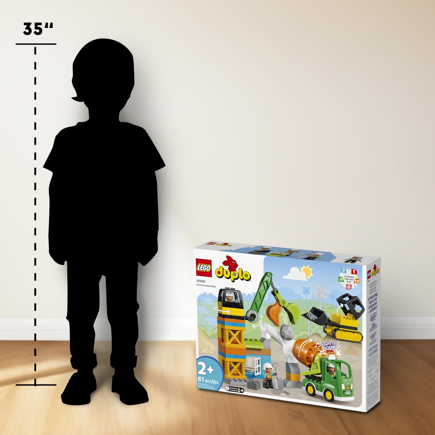 LEGO DUPLO Construction Site 10990 – Educational Toddler Building Set with Bulldozer, Crane, Cement Mixer