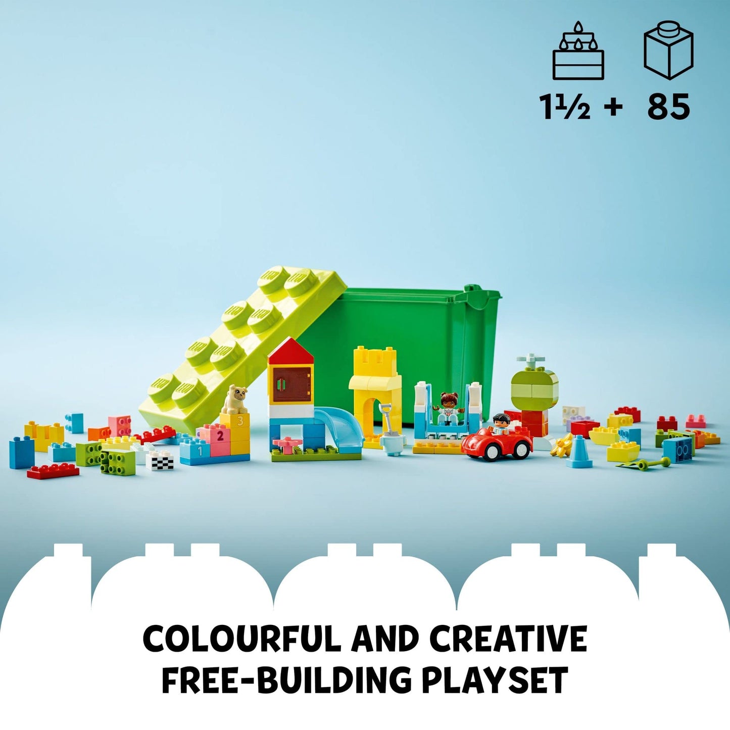 LEGO DUPLO Classic Deluxe Brick Box 10914 – Creative Starter Set for Toddlers (85 Pieces)