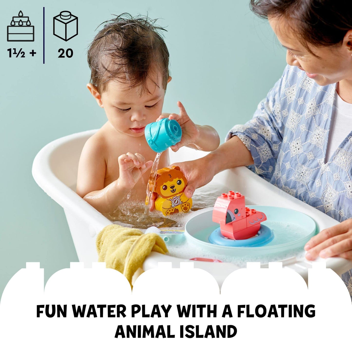 LEGO DUPLO Floating Animal Island Bath Toy 10966 – Bath Time Fun for Babies and Toddlers 18 Months+