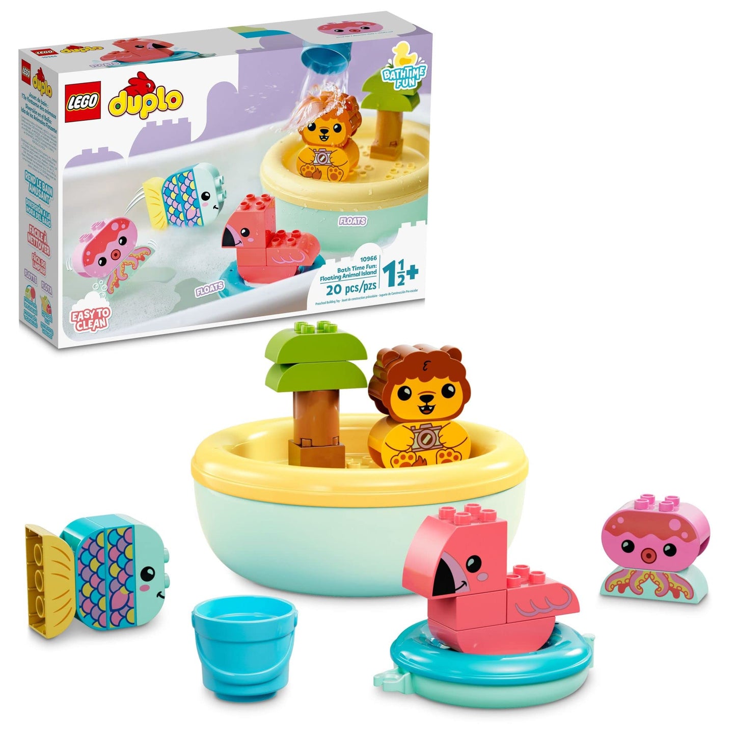 LEGO DUPLO Floating Animal Island Bath Toy 10966 – Bath Time Fun for Babies and Toddlers 18 Months+