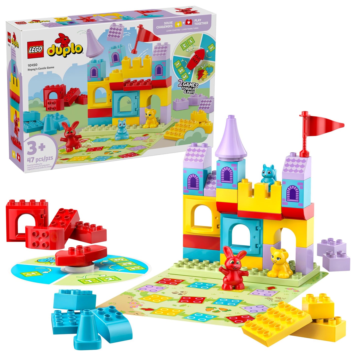 LEGO DUPLO Hopsy's Castle Game 10450 – 2-in-1 Toddler Board Game & Pretend Play Set